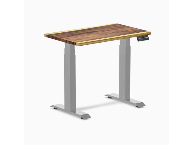 Desky Dual Mini Hardwood Sit Stand Desk - Saman / 32 x 20 in / Grey