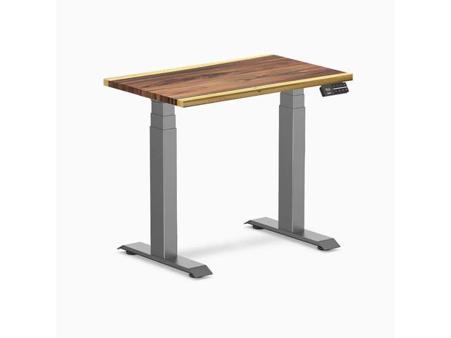 Desky Dual Mini Hardwood Sit Stand Desk - Saman / 32 x 20 in / Space Gray