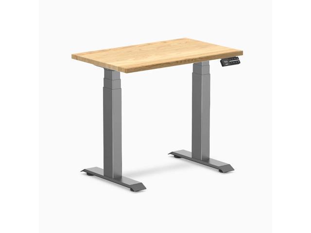 Desky Dual Mini Hardwood Sit Stand Desk - White Oak / 32 x 20 in / Space Gray