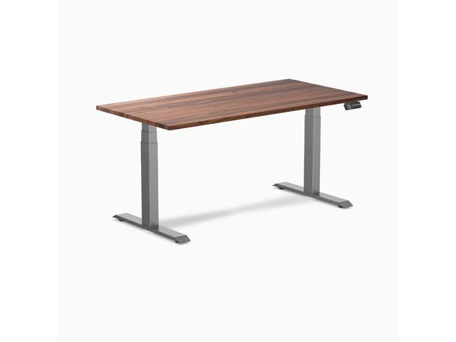 Desky Dual Hardwood Sit Stand Desk - Walnut / 60 x 30 inches / Space Gray