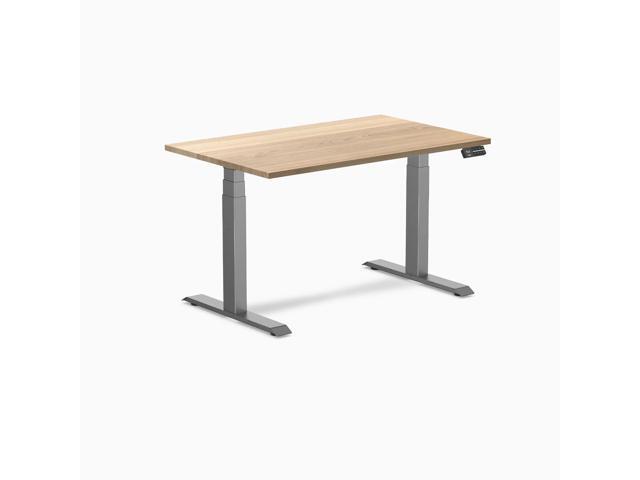 Desky Dual Hardwood Sit Stand Desk - White Ash / 48 x 30 inches / Space Gray