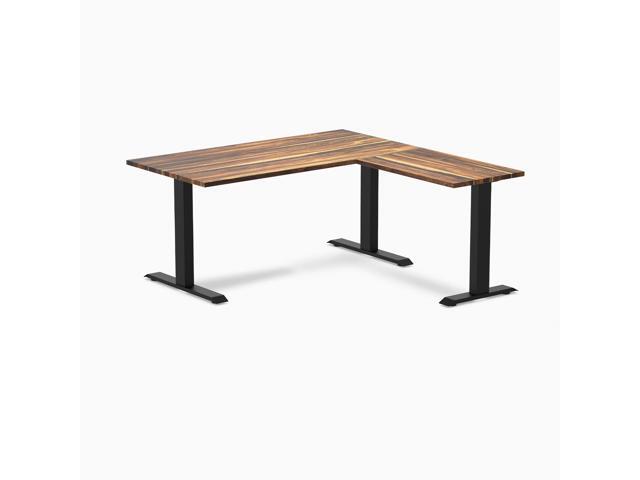 Desky Zero Hardwood L-Shape Office Desk - Pheasantwood / 60 x 30 x 62 x 20 in / Matte Black