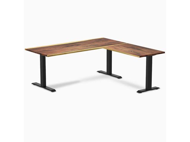 Desky Zero Hardwood L-Shape Office Desk - Saman / 72 x 30 x 70 x 24 in / Matte Black