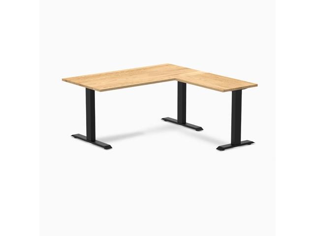 Desky Zero Hardwood L-Shape Office Desk - White Oak / 60 x 30 x 62 x 20 in / Matte Black