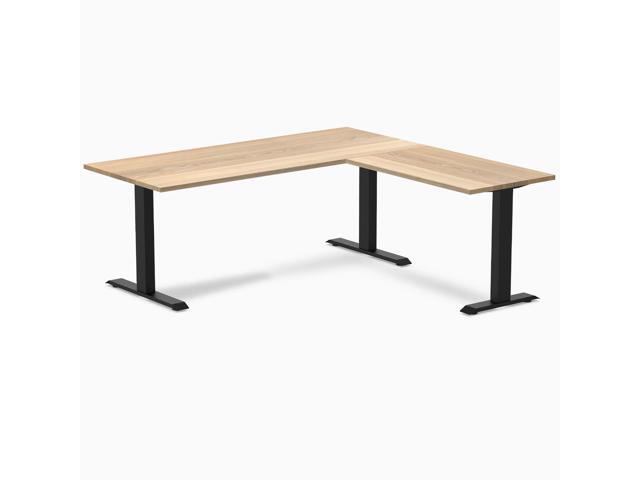 Desky Zero Hardwood L-Shape Office Desk - White Ash / 72 x 30 x 70 x 24 in / Matte Black