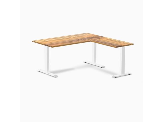 Desky Zero Hardwood L-Shape Office Desk - Teak / 60 x 30 x 62 x 20 in / White