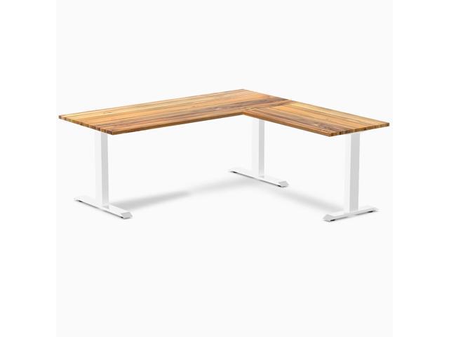 Desky Zero Hardwood L-Shape Office Desk - Teak / 72 x 30 x 70 x 24 in / White