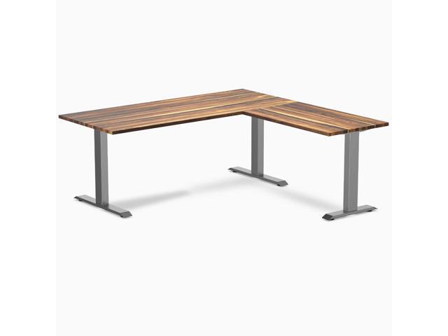 Desky Zero Hardwood L-Shape Office Desk - Pheasantwood / 72 x 30 x 70 x 24 in / Space Gray