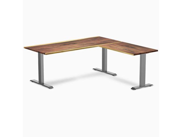 Desky Zero Hardwood L-Shape Office Desk - Saman / 72 x 30 x 70 x 24 in / Space Gray