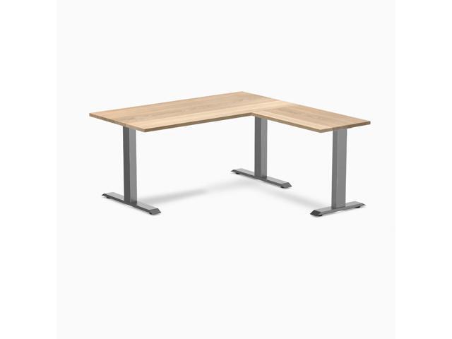 Desky Zero Hardwood L-Shape Office Desk - White Ash / 60 x 30 x 62 x 20 in / Space Gray