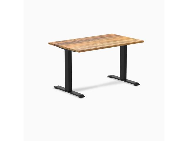 Desky Zero Hardwood Office Desk - Teak / 48 x 30 in / Matte Black