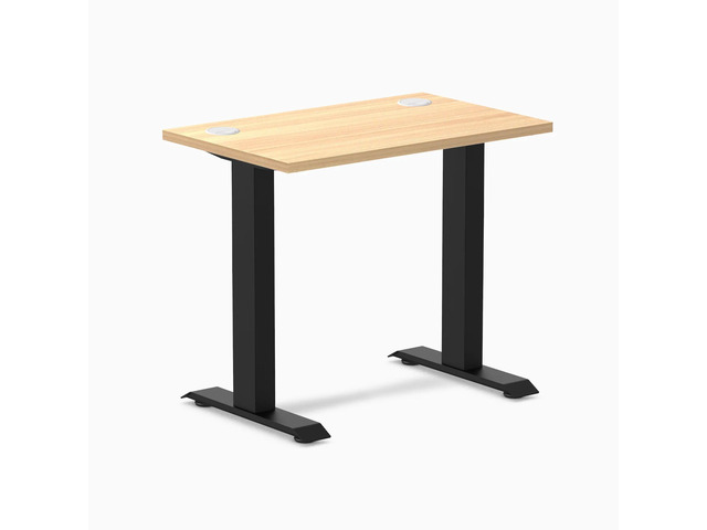 Desky Zero Mini Office Desk - Sublime Teak / 32 x 20 in / Matte Black