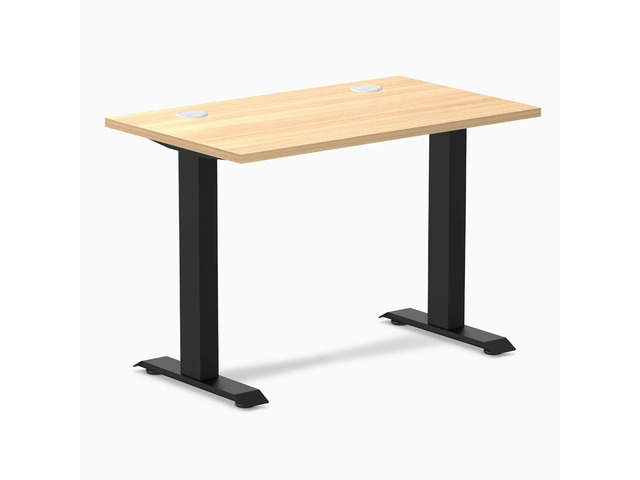 Desky Zero Mini Office Desk - Sublime Teak / 40 x 24 in / Matte Black