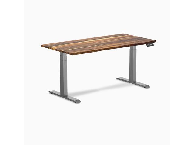 Desky Dual Hardwood Sit Stand Desk - Pheasantwood / 60 x 30 in / Space Gray