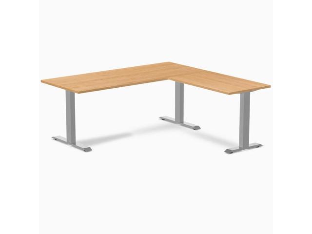 Desky Zero Hardwood L-Shape Office Desk - Maple / 72 x 30 x 70 x 24 in / Gray