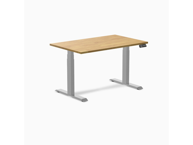 Desky Dual Rubberwood Sit Stand Desk - Light Oak / 48 x 30 in / Grey