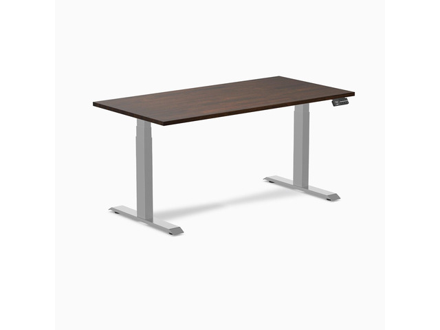 Desky Dual Rubberwood Sit Stand Desk - Dark Walnut / 60 x 30 in / Gray