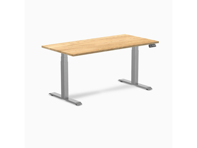 Desky Dual Hardwood Sit Stand Desk - White Oak / 60 x 30 in / Space Gray