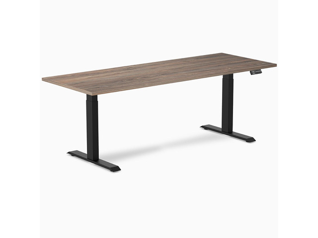 Desky Dual Laminate Sit Stand Desk - Natural Walnut / 78.7 x 29.5 in / Matte Black