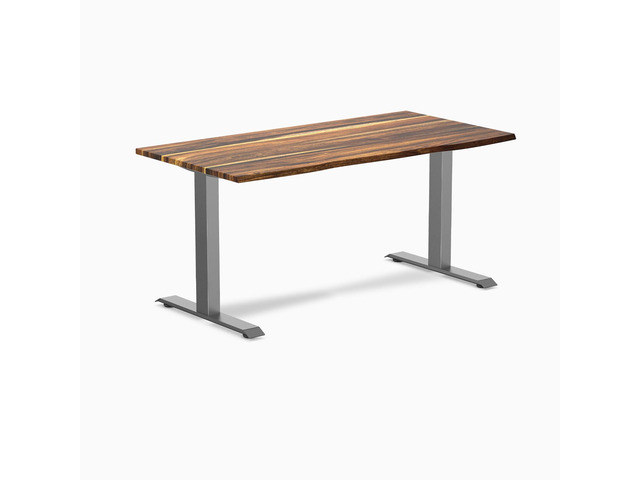 Desky Zero Hardwood Office Desk - Pheasantwood / 60 x 30 in / Space Gray