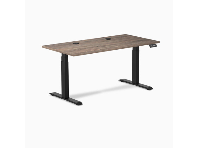 Desky Dual Laminate Sit Stand Desk - Natural Walnut / 59.1 x 29.5 in / Matte Black