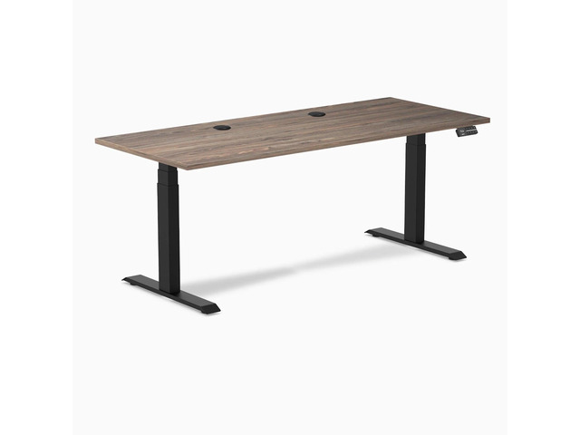 Desky Dual Laminate Sit Stand Desk - Natural Walnut / 70.9 x 29.5 in / Matte Black