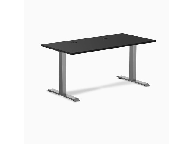 Desky Zero Laminate Office Desk - Black / 59 x 29.5 in with Grommets / Space Gray