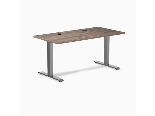 Desky Zero Laminate Office Desk - Natural Walnut / 59 x 29.5 in with Grommets / Space Gray