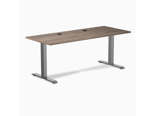 Desky Zero Laminate Office Desk - Natural Walnut / 70.9 x 29.5 in with Grommets / Space Gray