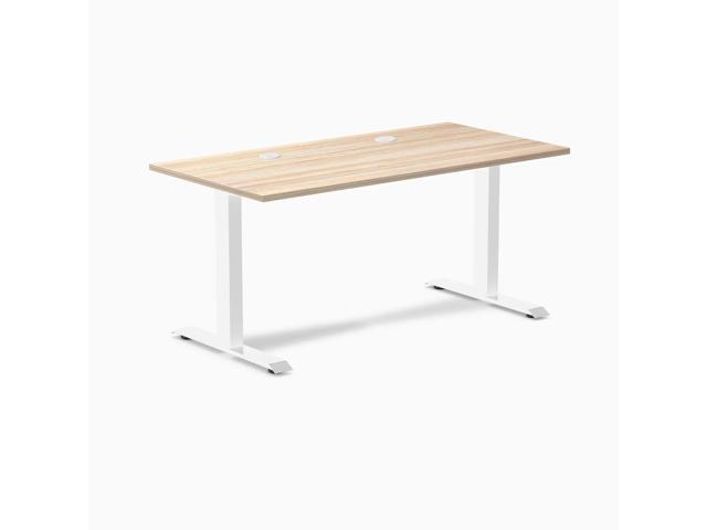 Desky Zero Laminate Office Desk - Classic Oak / 59 x 29.5 in with Grommets / White