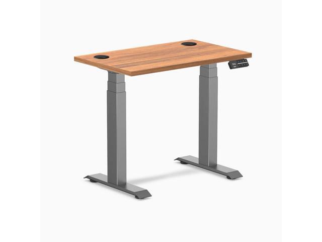 Desky Dual Mini Sit Stand Desk - Prime Oak / 32 x 20 in with Grommets / Space Gray