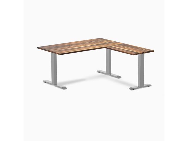 Desky Zero Hardwood L-Shape Office Desk - Pheasantwood / 60 x 30 x 62 x 20 in / Gray