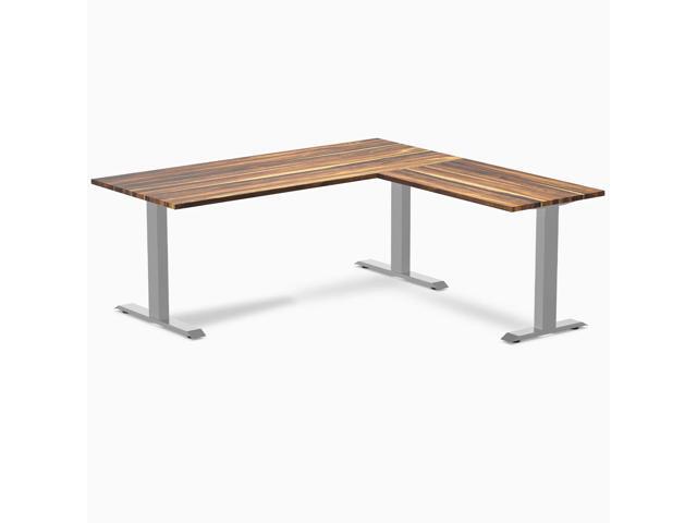 Desky Zero Hardwood L-Shape Office Desk - Pheasantwood / 72 x 30 x 70 x 24 in / Gray