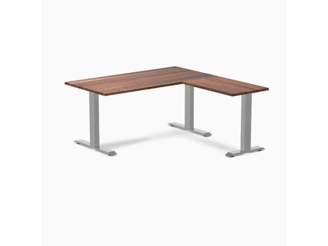 Desky Zero Hardwood L-Shape Office Desk - Walnut / 60 x 30 x 62 x 20 in / Gray