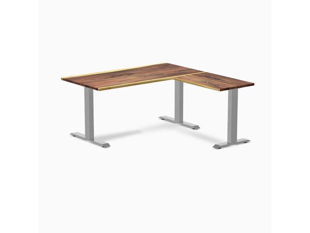 Desky Zero Hardwood L-Shape Office Desk - Saman / 60 x 30 x 62 x 20 in / Gray
