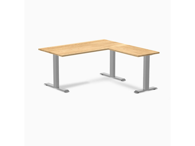 Desky Zero Hardwood L-Shape Office Desk - White Oak / 60 x 30 x 62 x 20 in / Gray