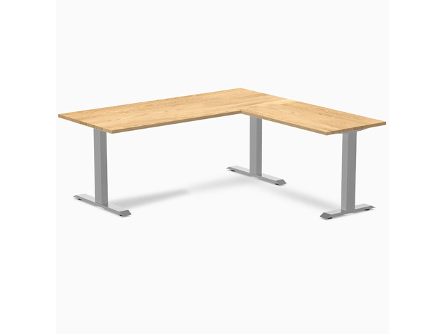 Desky Zero Hardwood L-Shape Office Desk - White Oak / 72 x 30 x 70 x 24 in / Gray