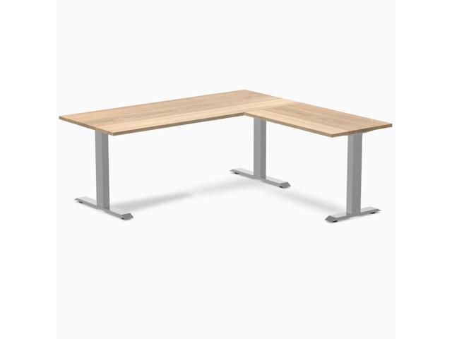 Desky Zero Hardwood L-Shape Office Desk - White Ash / 72 x 30 x 70 x 24 in / Gray