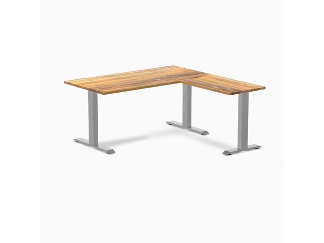 Desky Zero Hardwood L-Shape Office Desk - Teak / 60 x 30 x 62 x 20 in / Gray