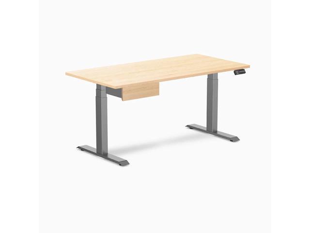 Desky Dual Hardwood Standing Desk With Drawer - Maple / 60 x 30 in / Space Gray