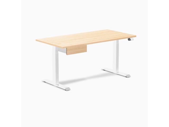 Desky Dual Hardwood Standing Desk With Drawer - Maple / 60 x 30 in / White