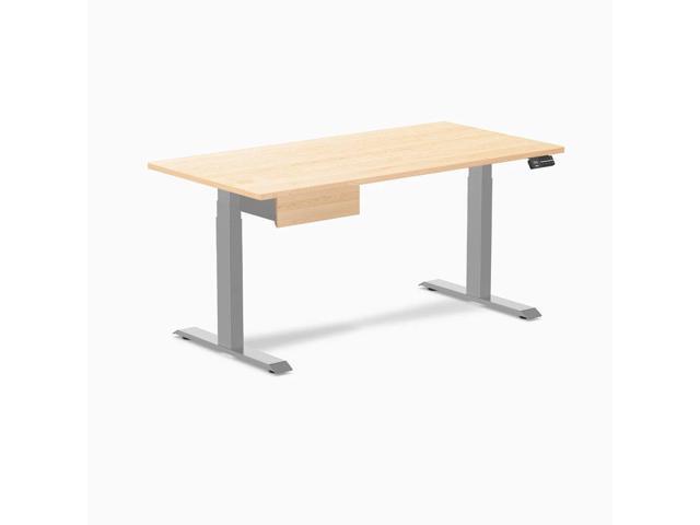 Desky Dual Hardwood Standing Desk With Drawer - Maple / 60 x 30 in / Gray