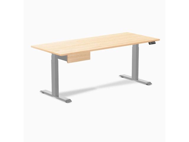 Desky Dual Hardwood Standing Desk With Drawer - Maple / 72 x 30 in / Gray
