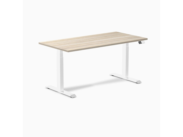Desky Dual Laminate Sit Stand Desk - Classic Oak / 59.1 x 29.5 in / White