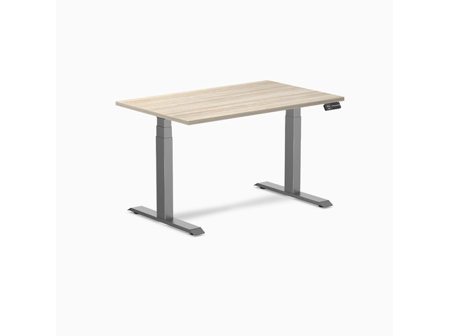 Desky Dual Laminate Sit Stand Desk - Classic Oak / 47.2 x 29.5 in / Space Gray