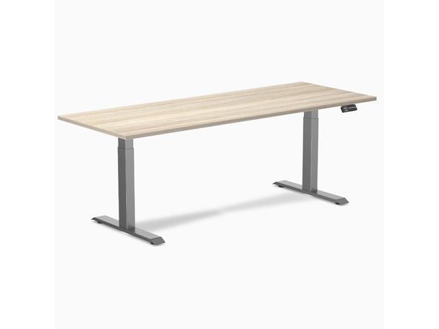Desky Dual Laminate Sit Stand Desk - Classic Oak / 78.7 x 29.5 in / Space Gray