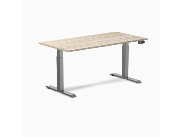 Desky Dual Laminate Sit Stand Desk - Classic Oak / 59.1 x 29.5 in / Space Gray