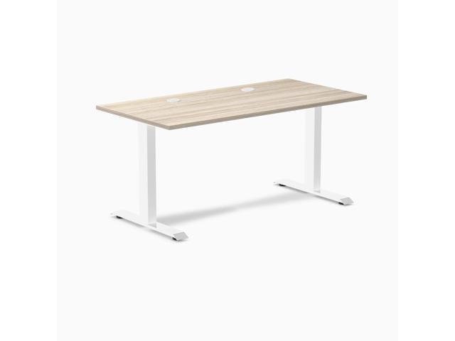 Desky Zero Laminate Office Desk - Classic Oak / 59 x 29.5 in with Grommets / White