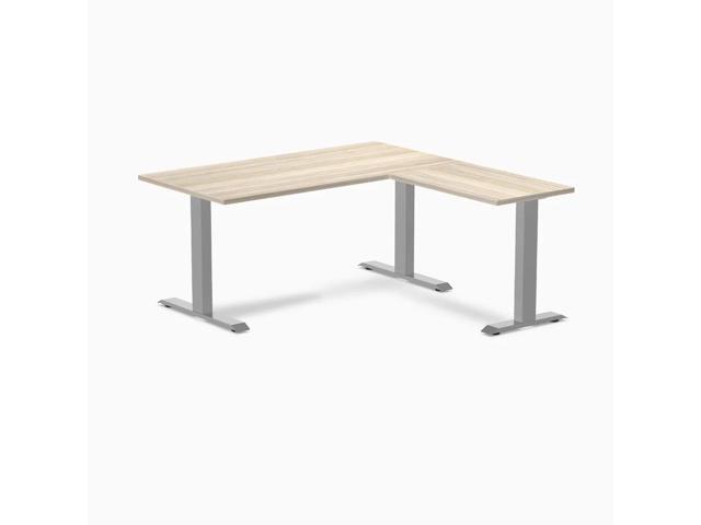Desky Zero Laminate L-Shape Office Desk - Classic Oak / 59 x 29.5 x 61 x 19.7 in / Gray