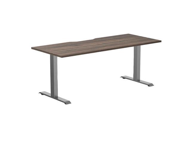 Desky Zero Scalloped Laminate Office Desk - Jarrah Legno / 70.9 x 29.5 in / Space Gray